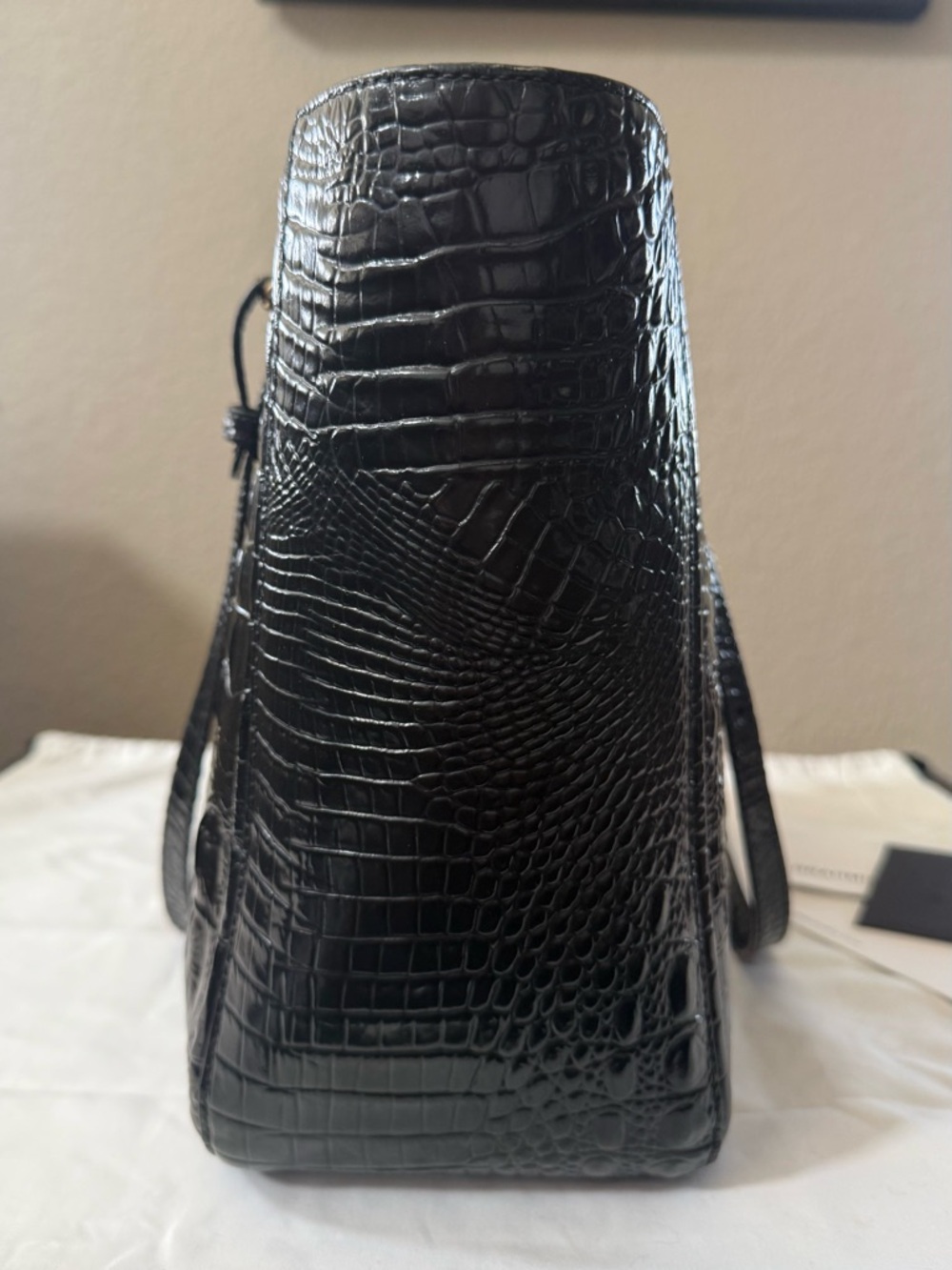 Brahmin Ashlee Tote Black Croc Embossed Leather EUC Like New Large Bag - Picture 3 of 12
